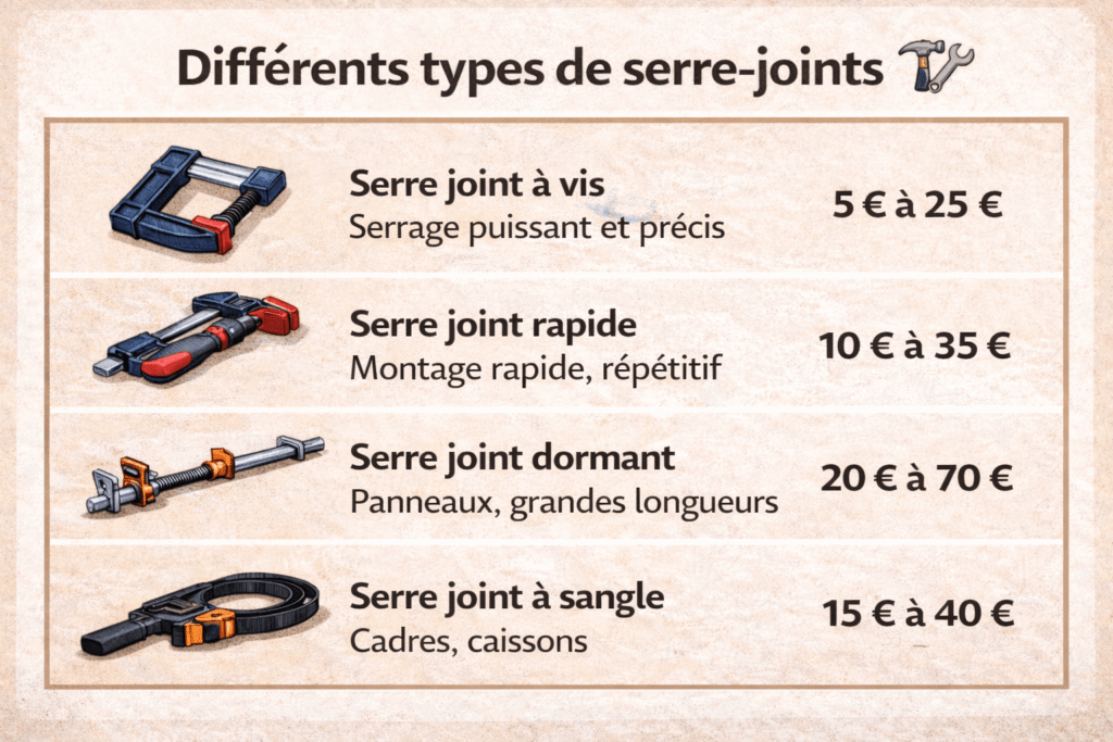 différents types de serre-joints