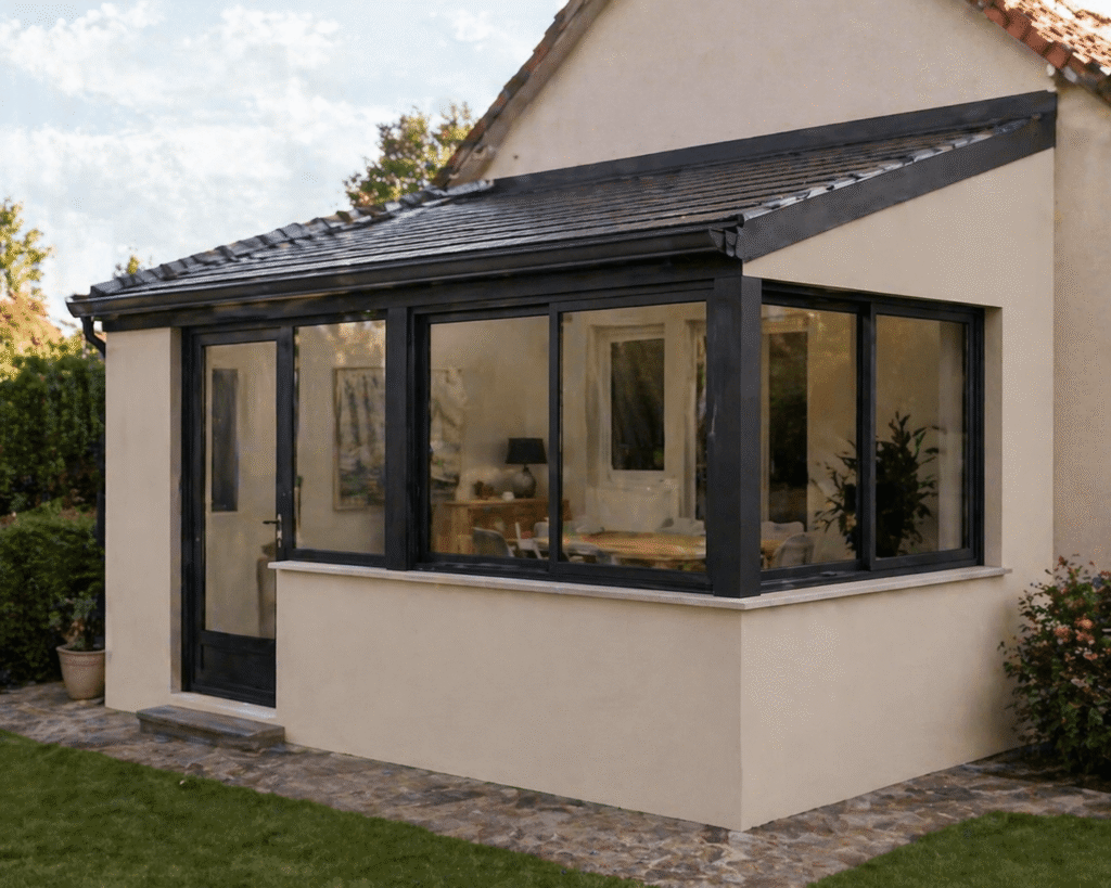 veranda avec mur plein